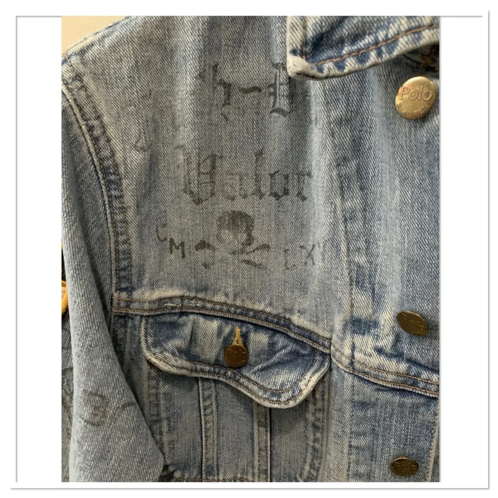 Polo Ralph Lauren Graffiti Print Patch Jean Jacket Size Medium - Picture 4 of 13